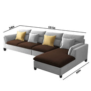Delton RHS 6 Seater L Shape Sofa Set for Living Room (Brown Grey) Premium Fabric