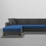 Garcia LHS 6 Seater L Shape Sofa Set for Living Room (Black Grey - Colour) Premium Fabric Sofa Set