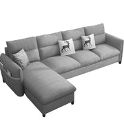 Andon 6 Seater L Shape Sofa Set for Living Room (Black Grey Fabric) Left Side Sofa