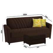 Francis 3 Seater Sofa Set with Ottoman for Living Room (Brown) Fabric