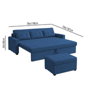 Casaliving Treshta 3 Seater with Ottomon Pull-Out Sofa Cum Bed (Black Color) Premium Fabric Sofa Set for Living Room | Bedroom