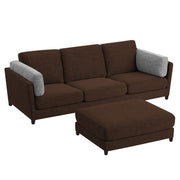 Nairo 4 Seater Interchangeable L Shape Sofa with Ottoman for Living Room (Brown Fabric)