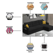 Casaliving Montario 4 Seater L Shape Sofa Set for Living Room (Black Fabric) Right Side Sofa