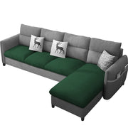 Andon 6 Seater L Shape Sofa Set for Living Room (Black Grey Fabric) Left Side Sofa