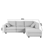 Dorian RHS 4 Seater L Shape Sofa Set for Living Room (Grey Fabric) Premium Fabric Sofa