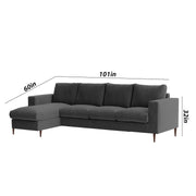 Charmi LHS 6 Seater L Shape Sofa Set for Living Room (Black Fabric) Premium Fabric Sofa