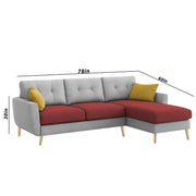 Lizel RHS 4 Seater L Shape Sofa Set with Center Table for Living Room (Maroon Grey Fabric) Premium Velvet Fabric Sofa
