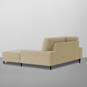 Latieo RHS 2 Seater Lounger L Shape Sofa Set for Living Room (Cream) Premium Fabric Sofa