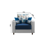 Casaliving Rolando 3 + 2 + 1 Seater Sofa Set for Living Room (Blue Grey Colour Fabric) Premium Fabric Sofa Set