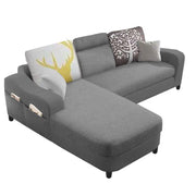 Amanda LHS 4 Seater L Shape,Sofa Set for Living Room (Grey Fabric)