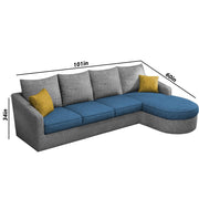 Shrank Round Lounger L Shape 6 Seater Sofa Set for Living Room (Turquise Grey) Fabric Sofa | RHS
