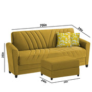 Francis 3 Seater Sofa Set with Ottoman for Living Room (Yellow) Fabric