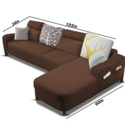 Amanda RHS 6 Seater L Shape,Sofa Set for Living Room (Brown Fabric)