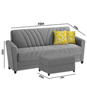 Francis 3 Seater Sofa Set with Ottoman for Living Room (Grey) Fabric