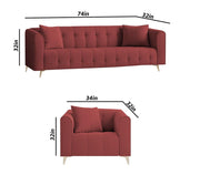 Eren 3+1+1 Seater Sofa Set for Living Room (Maroon Colour Fabric) Premium Fabric Sofa Set for Living Room