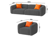 Vesta Modern Velvet Bubble Cloud Sofa, Tufted Design Upholstered 3+1+1 Seater Sofa Set for Living Room, (Black Colour) Premium Velvet Fabric Sofa