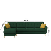 Lizel RHS 6 Seater L Shape Sofa Set with Center Table for Living Room (Green Fabric) Premium Velvet Fabric Sofa
