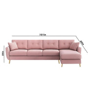 Lizel RHS 6 Seater L Shape Sofa Set with Center Table for Living Room (Pink Fabric) Premium Velvet Fabric Sofa