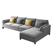 Delton RHS 6 Seater L Shape Sofa Set for Living Room (Grey) Premium Fabric