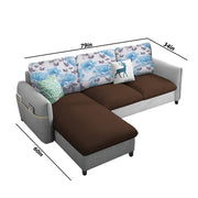 Andon 4 Seater L Shape Sofa Set for Living Room (Brown Grey) Left Side Sofa