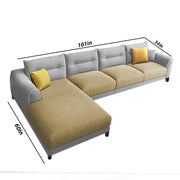 Hazer 6 Seater Sofa Set for Living Room (Cream Grey Fabric) Left Side Sofa