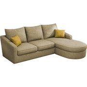 Shrank Round Lounger L Shape 4 Seater Sofa Set for Living Room (Cream) Fabric Sofa | RHS