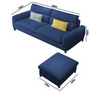 Francis 3 Seater Sofa with Ottoman Set for Living Room (Blue Fabric)