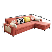 Denis 5 Seater L Shape Sofa Set for Living Room (Pink) Right Side