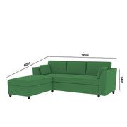 Blustin LHS 4 Seater L Shape Sofa Set for Living Room (Green Fabric) Premium Fabric Sofa