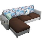 Andon 4 Seater L Shape Sofa Set for Living Room (Brown Grey) Left Side Sofa