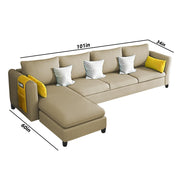 Asser LHS 6 Seater L Shape Sofa Set for Living Room (Cream) Premium Fabric Sofa