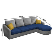 Shrank Round Lounger L Shape 6 Seater Sofa Set for Living Room (Blue Grey) Fabric Sofa | RHS