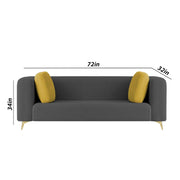 Casaliving Gelbero 3 Seater Sofa for Living Room (Black Fabric) Premium Fabric Sofa