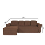 Elvi RHS 6 Seater L Shape Sofa Set for Living Room (Brown Fabric) Premium Fabric Sofa