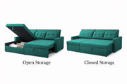 Casaliving Treshta 4 Seater LHS L - Shape Pull-Out Sofa Cum Bed with Storage Sofa for Living Room (Brown Fabric Color) Premium Fabric Sofa Set for Living Room Sofa Cum Bed