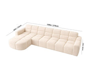 Rudo Modern Sofa, Tufted Design Upholstered 6 Seater LHS L - Shape Sofa Set for Living Room, (Black Colour) Premium Velvet Fabric Sofa