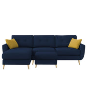 Lizel LHS 4 Seater L Shape Sofa Set with Center Table for Living Room (Blue Fabric) Premium Velvet Fabric Sofa