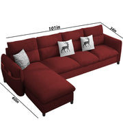 Andon 6 Seater L Shape Sofa Set for Living Room (Black Grey Fabric) Left Side Sofa
