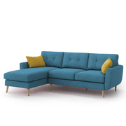 Lizel LHS 4 Seater L Shape Sofa Set for Living Room (Turquise Fabric) Premium Velvet Fabric Sofa