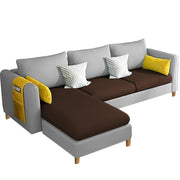 Asser LHS 4 Seater L Shape Sofa Set for Living Room (Brown Grey) Premium Fabric Sofa