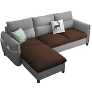 Andon 4 Seater L Shape Sofa Set for Living Room (Brown Grey Fabric) Left Side Sofa