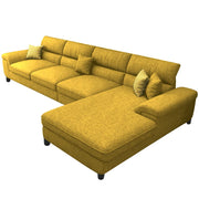 Anver 5 Seater L Shape Sofa Set for Living Room (Yellow) Right Side