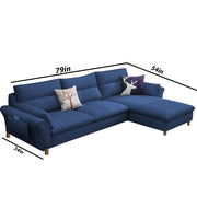 Hudson 4 Seater L Shape Sofa Set for Living Room (Dark Blue Fabric) Right Side