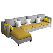 Asser LHS 6 Seater L Shape Sofa Set for Living Room (Yellow Grey) Premium Fabric Sofa