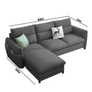 Andon 4 Seater L Shape Sofa Set for Living Room (Dark Grey Fabric) Left Side Sofa