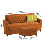 Francis 3 Seater Sofa Set with Ottoman for Living Room (Orange) Fabric