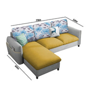 Andon 4 Seater L Shape Sofa Set for Living Room (Yellow Grey) Left Side Sofa