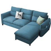 Andon 4 Seater L Shape Sofa Set for Living Room (Light Blue Fabric) Right Side Sofa
