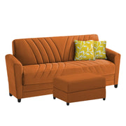 Francis 3 Seater Sofa Set with Ottoman for Living Room (Orange) Fabric