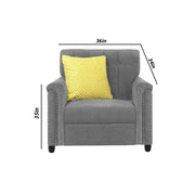 Rogelio 1 Seater Sofa Set for Living Room (Black Fabric)